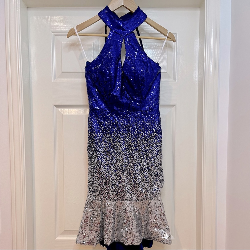 Ombré Sequins haltered party dress